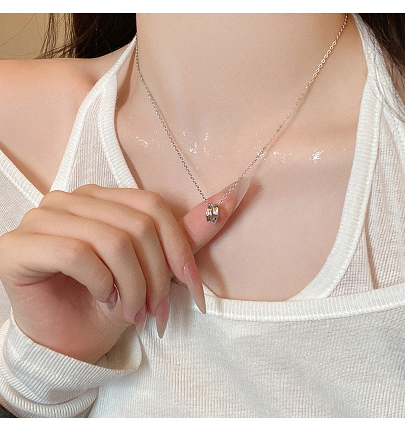 Titanium steel necklace simple and versatile temperament diamond pendant