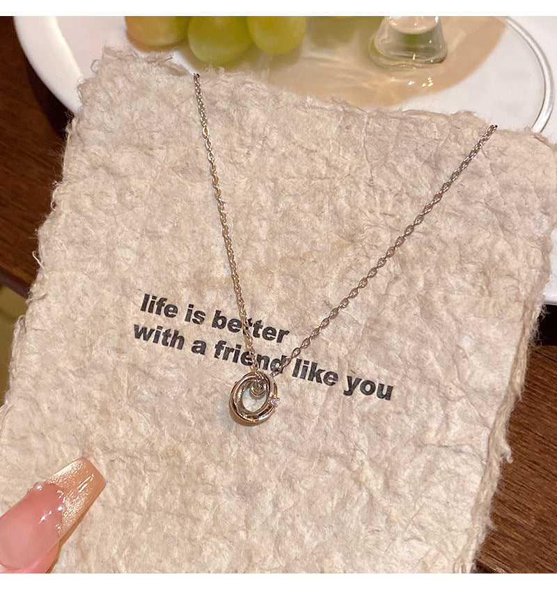 Titanium steel necklace simple and versatile temperament diamond pendant