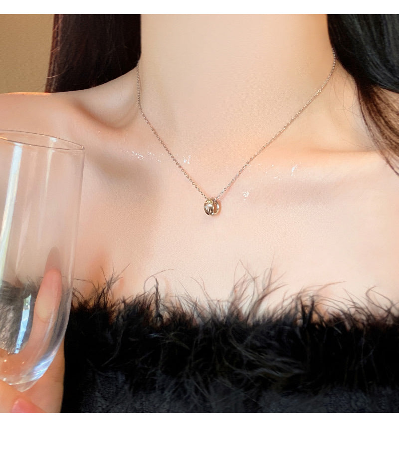 Titanium steel necklace simple and versatile temperament diamond pendant