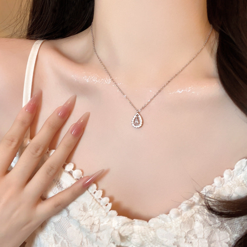 Women's series zircon imitation pearl titanium steel alloy necklace hot sale wholesale