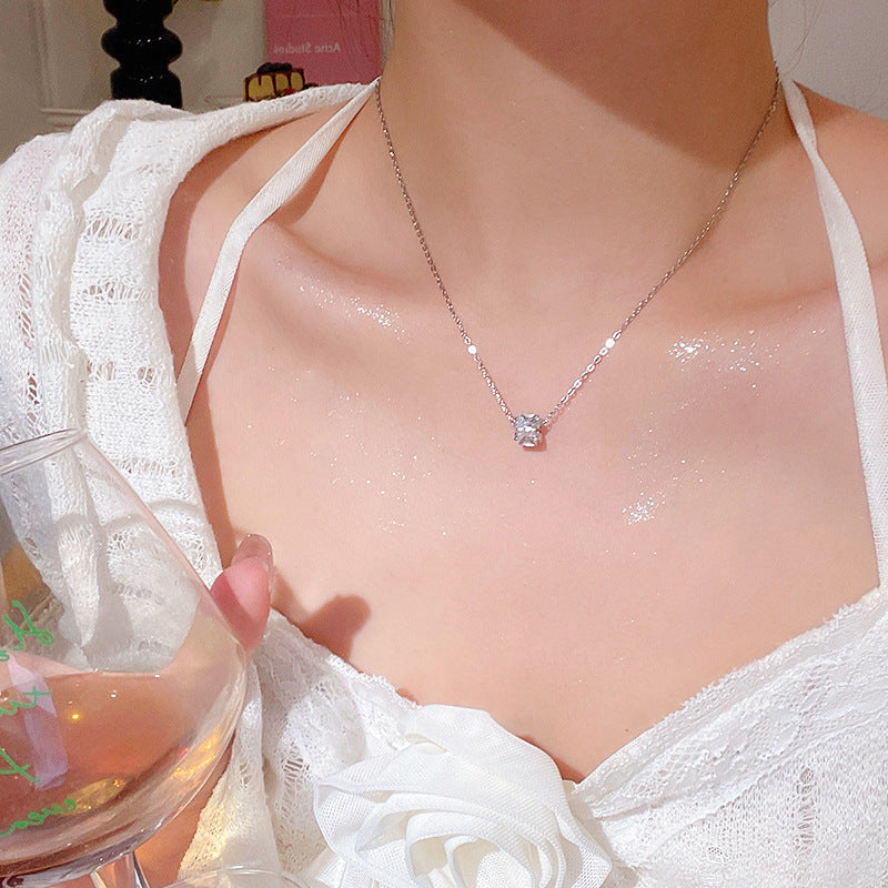Women's series zircon imitation pearl titanium steel alloy necklace hot sale wholesale