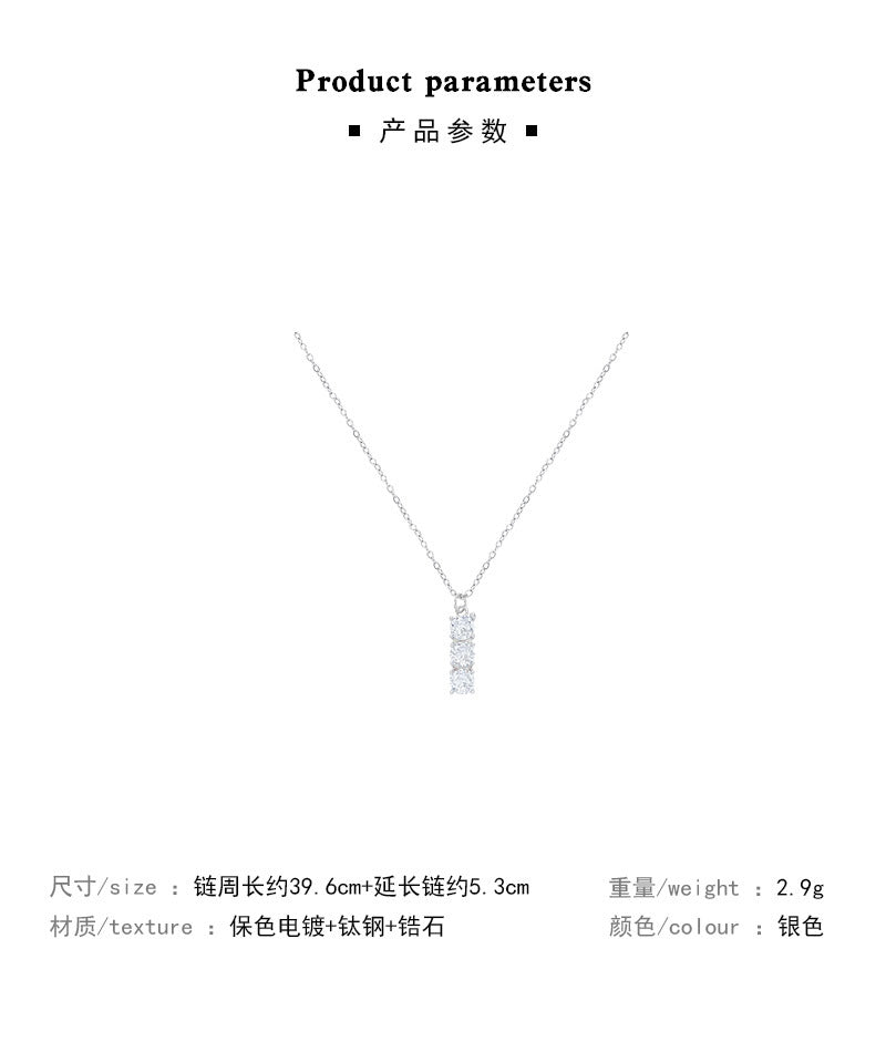 Light luxury niche simple flashing zircon pendant necklace