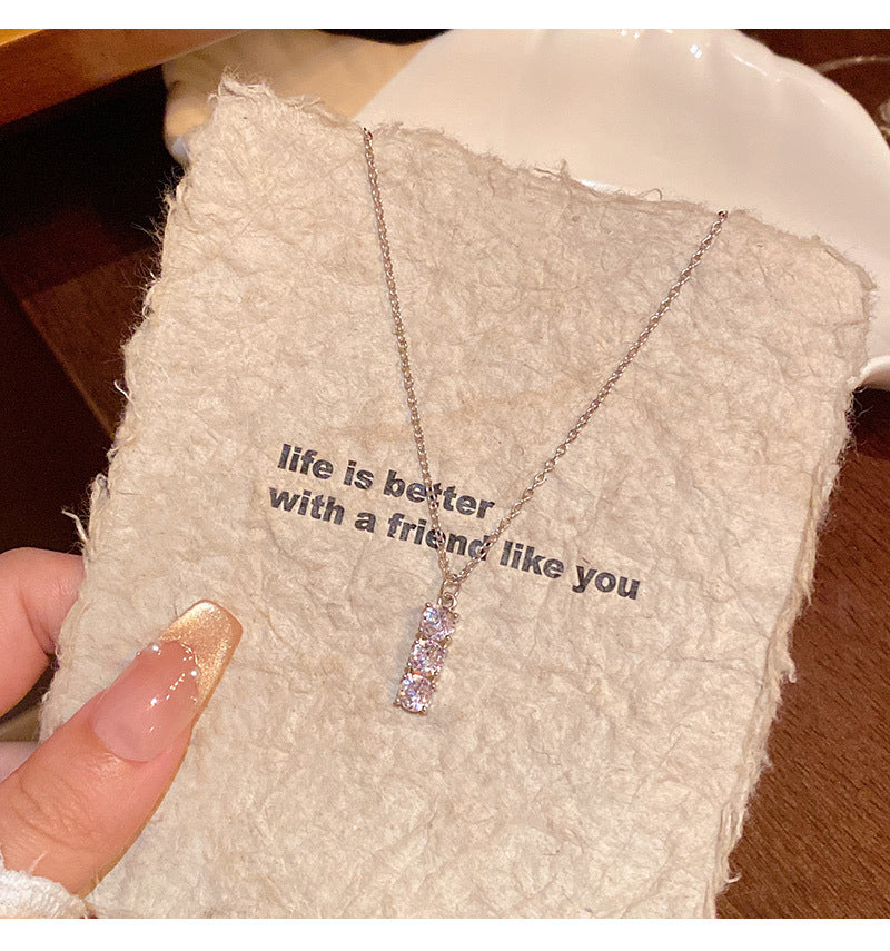 Light luxury niche simple flashing zircon pendant necklace