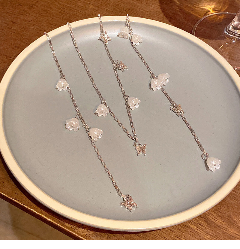 Light luxury niche high-end long tassel lily of the valley necklace