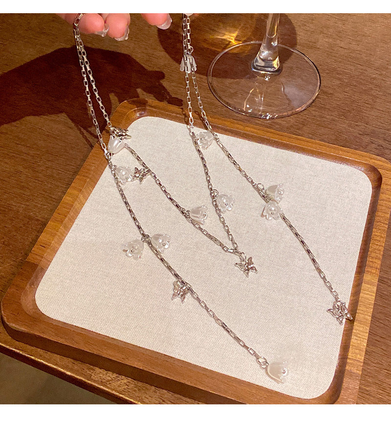 Light luxury niche high-end long tassel lily of the valley necklace