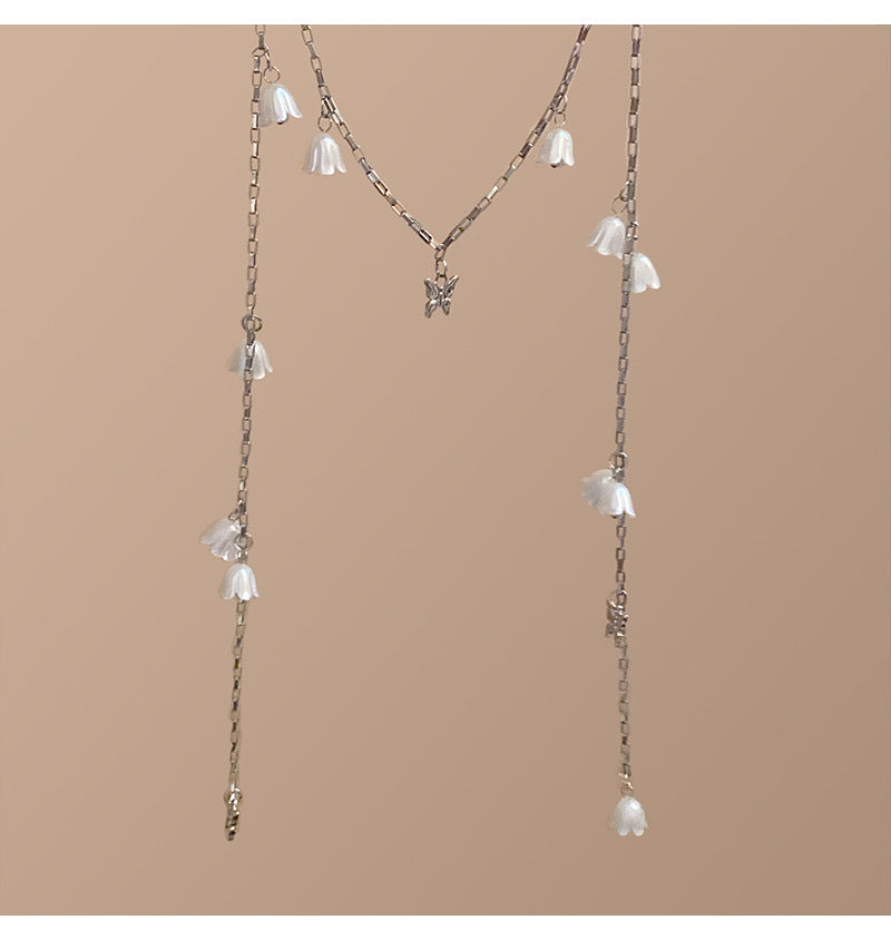 Light luxury niche high-end long tassel lily of the valley necklace