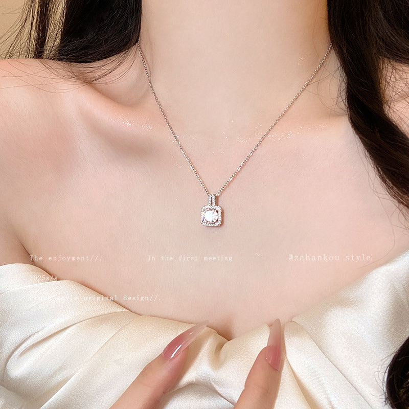 Women's series zircon imitation pearl titanium steel alloy necklace hot sale wholesale