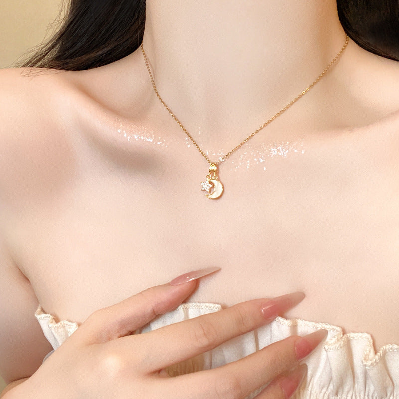 Women's series zircon imitation pearl titanium steel alloy necklace hot sale wholesale