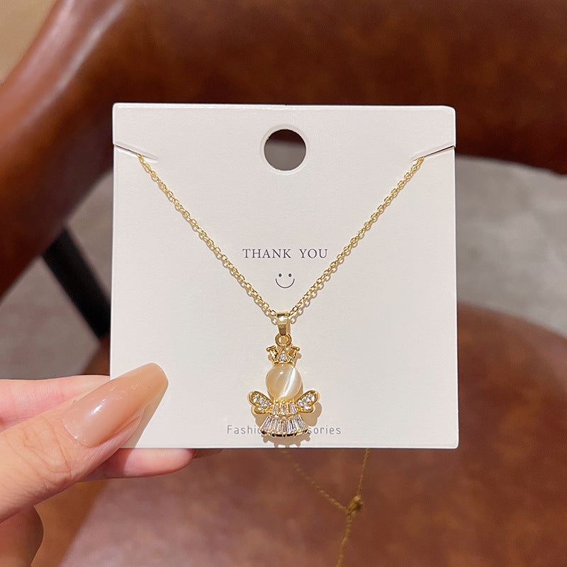 Women's series zircon imitation pearl titanium steel alloy necklace hot sale wholesale