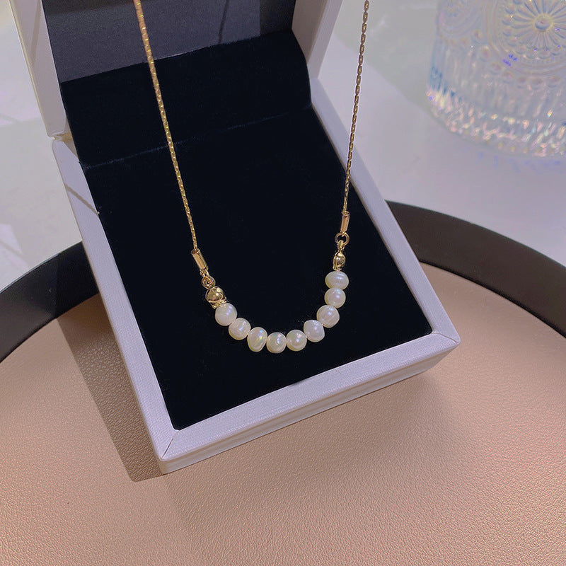 Women's series zircon imitation pearl titanium steel alloy necklace hot sale wholesale