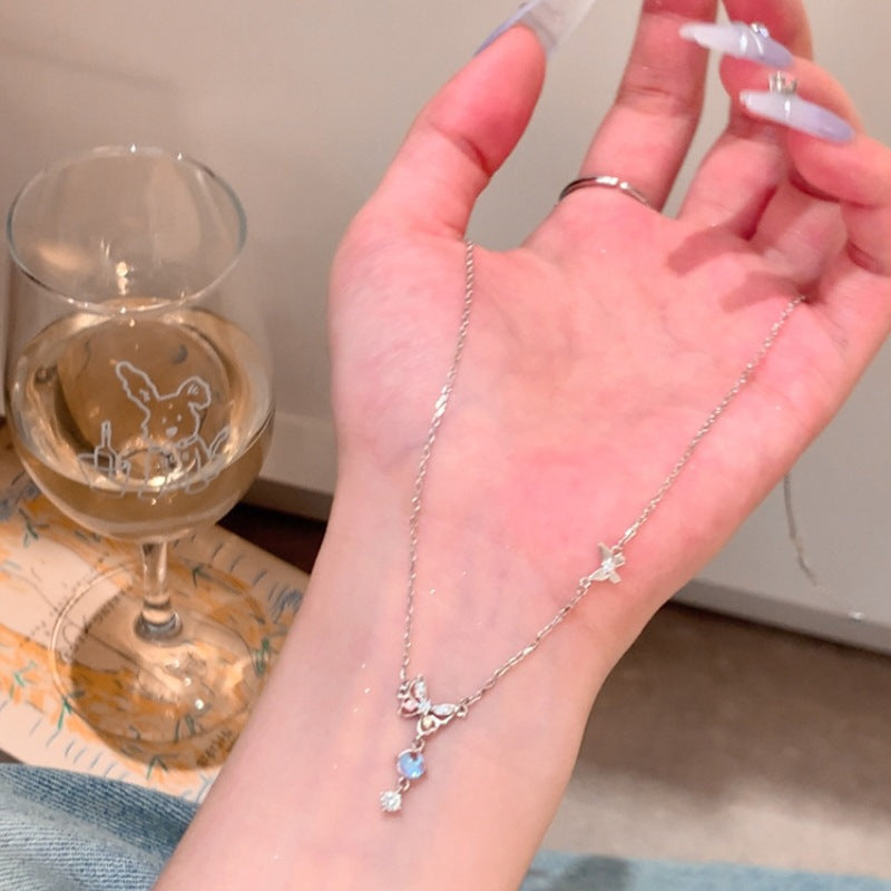 Women's series zircon imitation pearl titanium steel alloy necklace hot sale wholesale