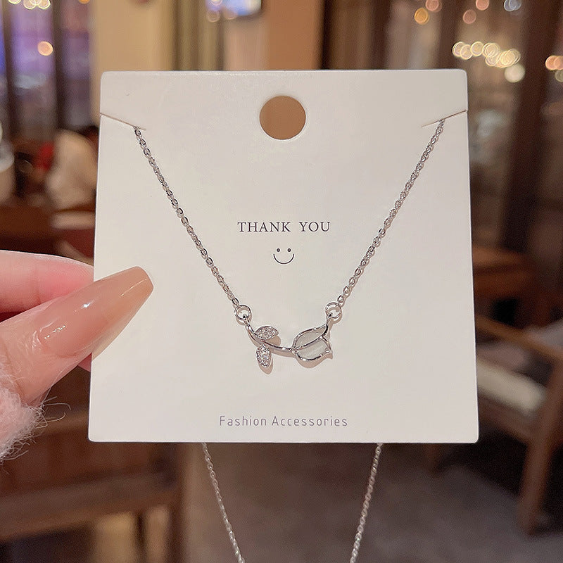 Women's series zircon imitation pearl titanium steel alloy necklace hot sale wholesale