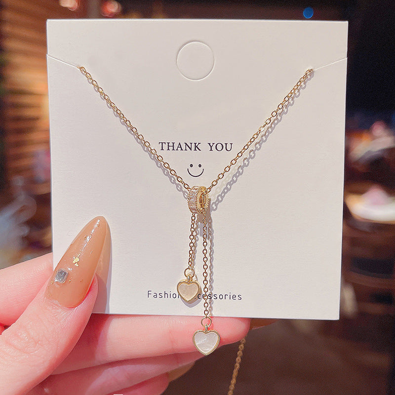Women's series zircon imitation pearl titanium steel alloy necklace hot sale wholesale