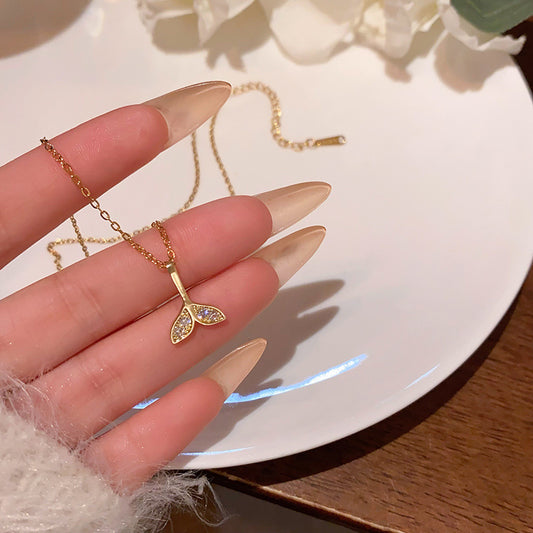 Women's series zircon imitation pearl titanium steel alloy necklace hot sale wholesale
