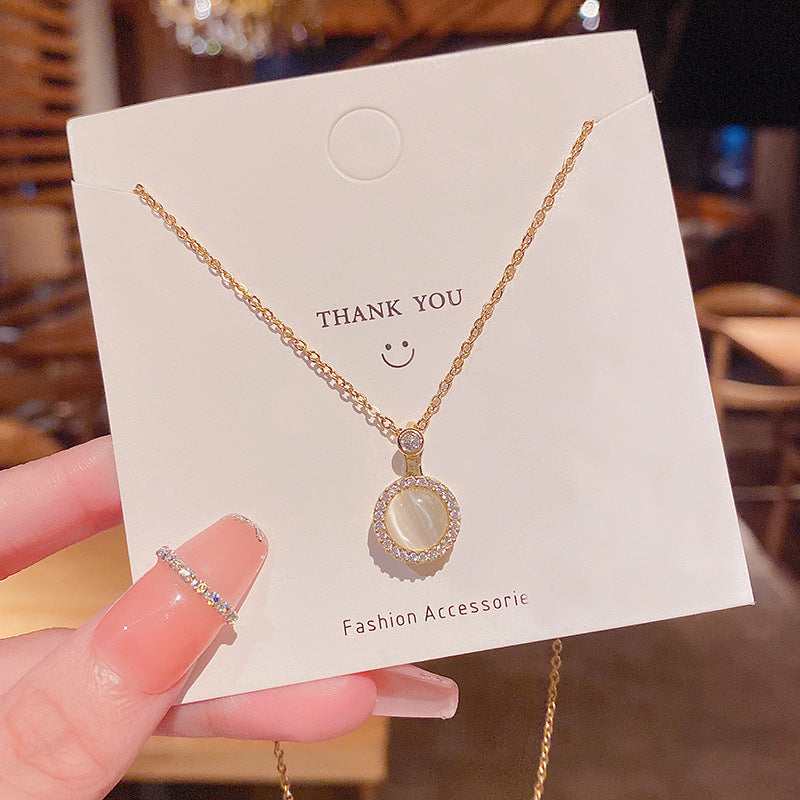Women's series zircon imitation pearl titanium steel alloy necklace hot sale wholesale