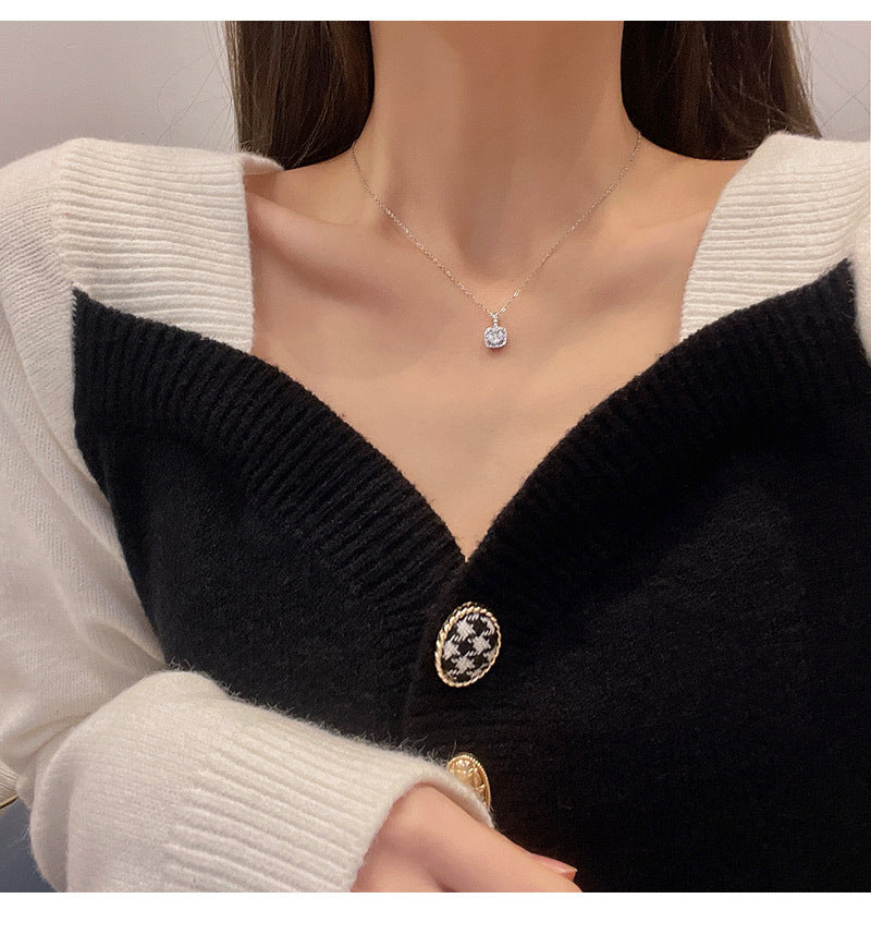 Hot style super flash zircon necklace women light luxury niche versatile temperament simple necklace