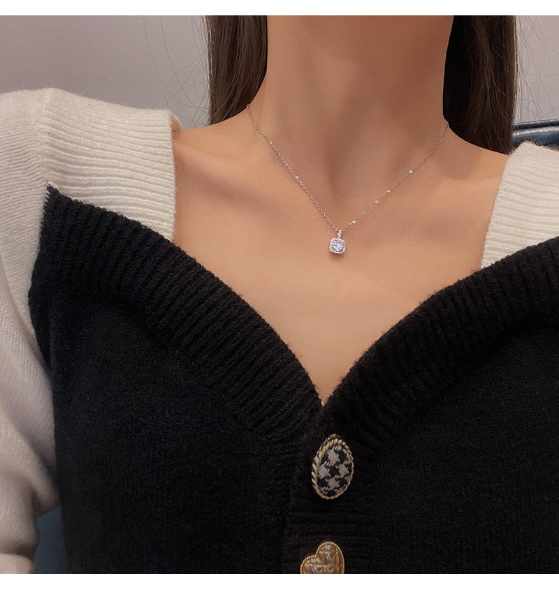 Hot style super flash zircon necklace women light luxury niche versatile temperament simple necklace