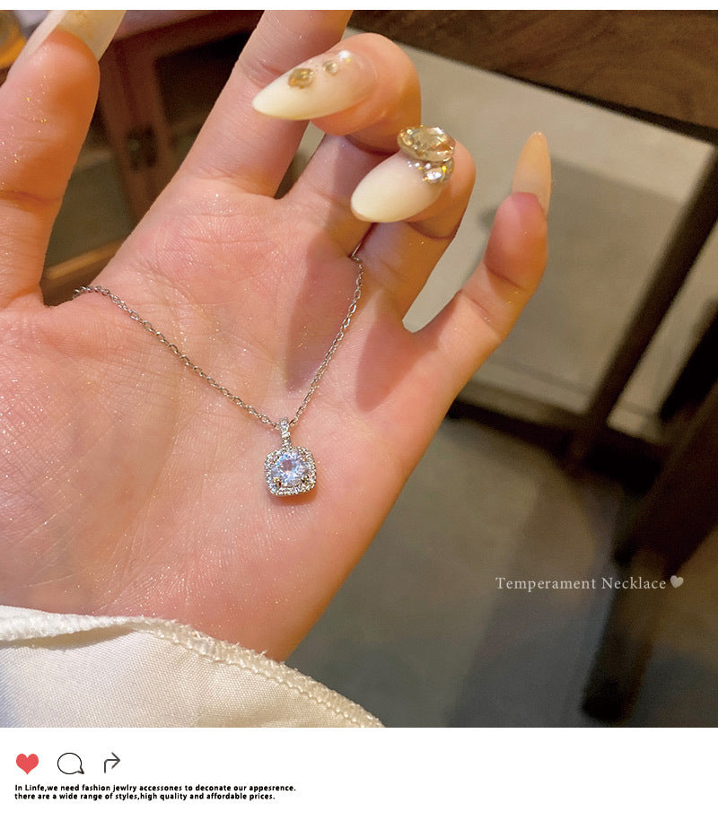 Hot style super flash zircon necklace women light luxury niche versatile temperament simple necklace
