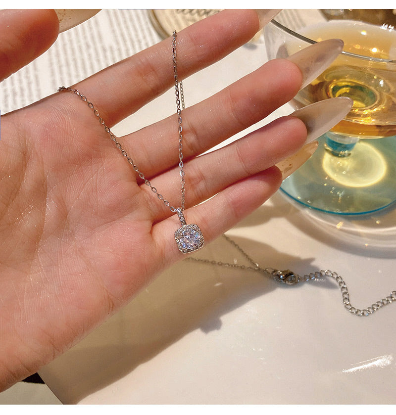 Hot style super flash zircon necklace women light luxury niche versatile temperament simple necklace