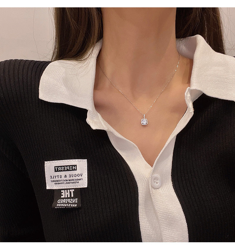 Hot style super flash zircon necklace women light luxury niche versatile temperament simple necklace