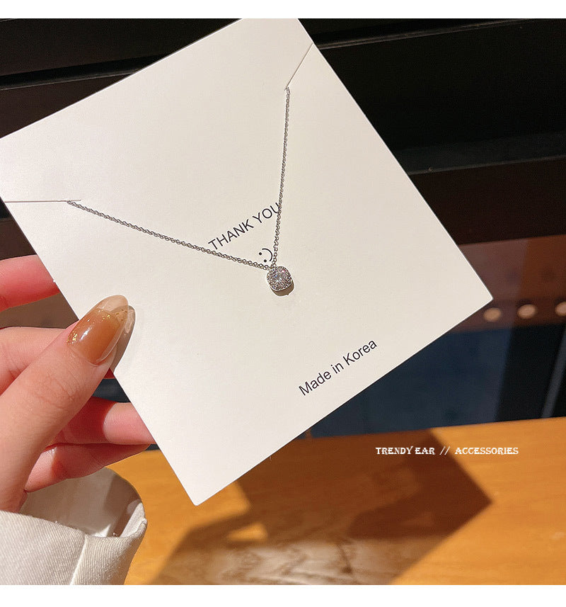 New zircon square diamond titanium steel necklace