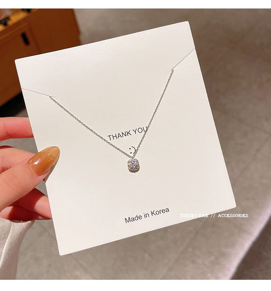 New zircon square diamond titanium steel necklace