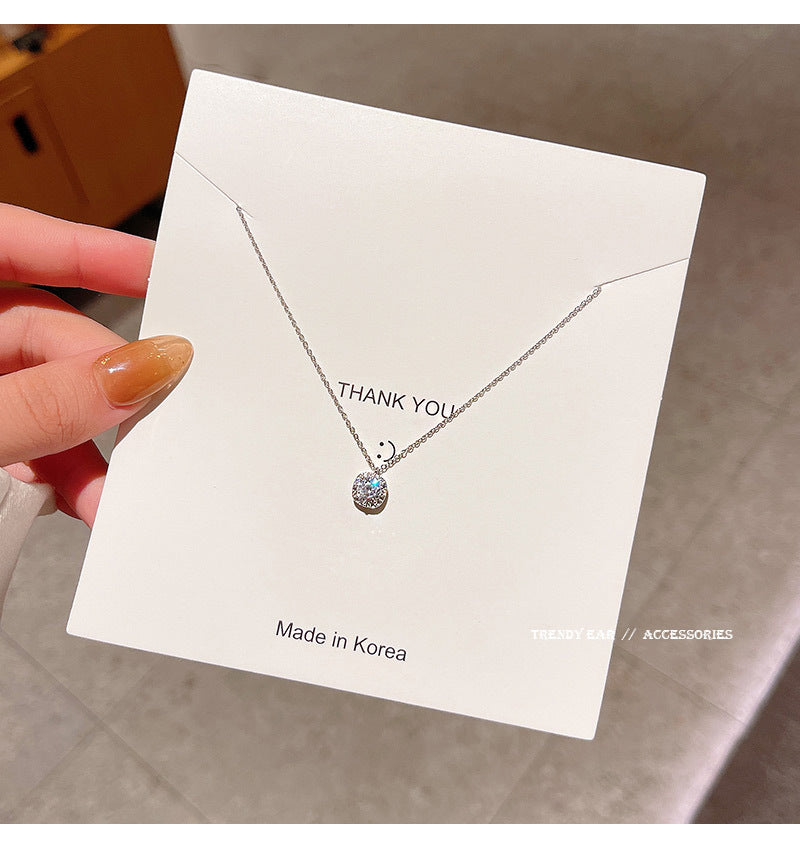 New zircon square diamond titanium steel necklace