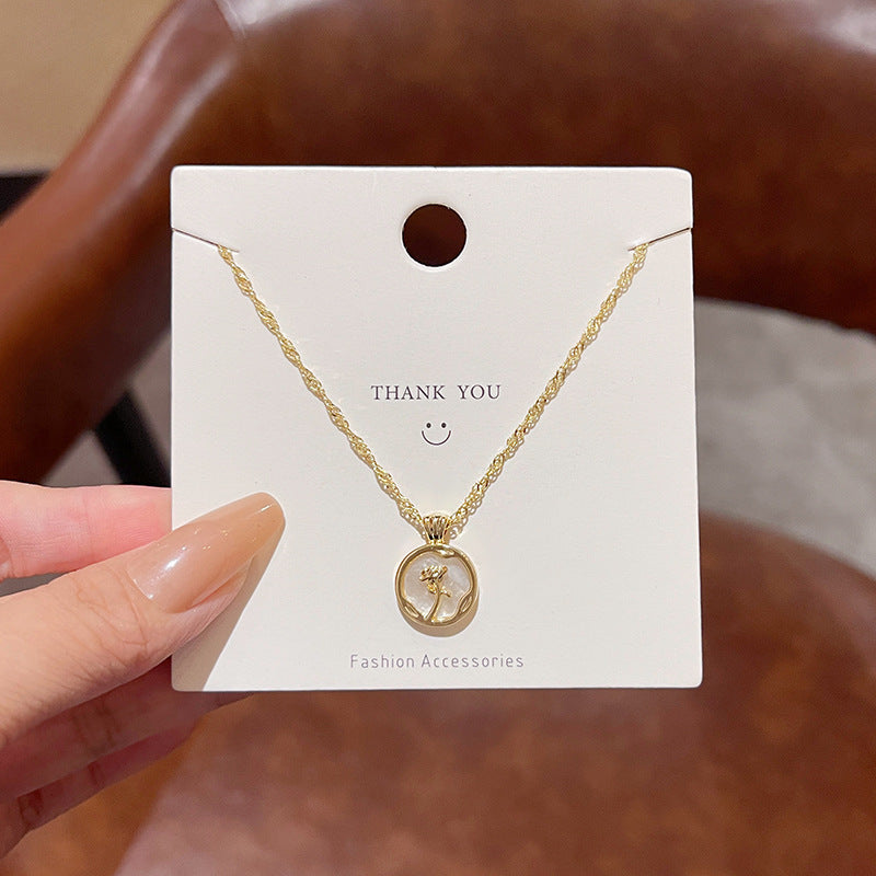 Women's series zircon imitation pearl titanium steel alloy necklace hot sale wholesale