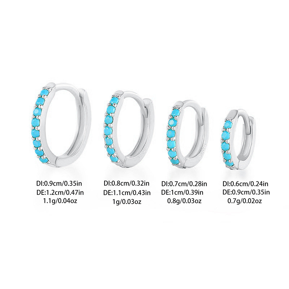 925 sterling silver earrings popular plain ring zircon light luxury high-end wholesale