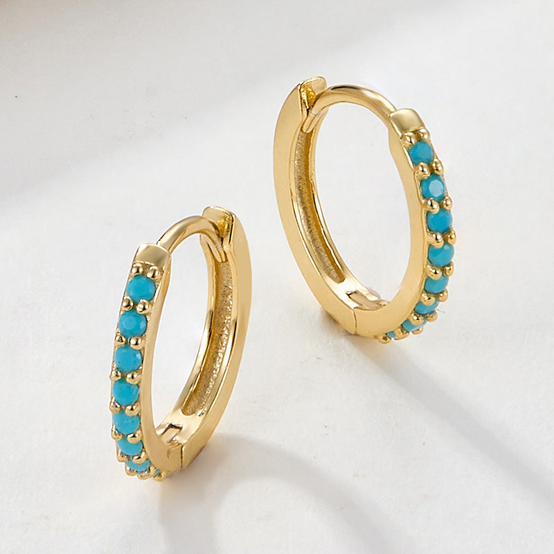925 sterling silver earrings popular plain ring zircon light luxury high-end wholesale