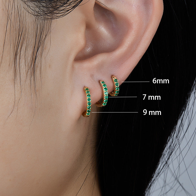 925 sterling silver earrings popular plain ring zircon light luxury high-end wholesale