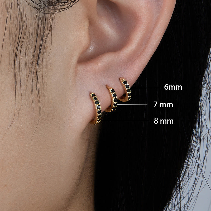 925 sterling silver earrings popular plain ring zircon light luxury high-end wholesale