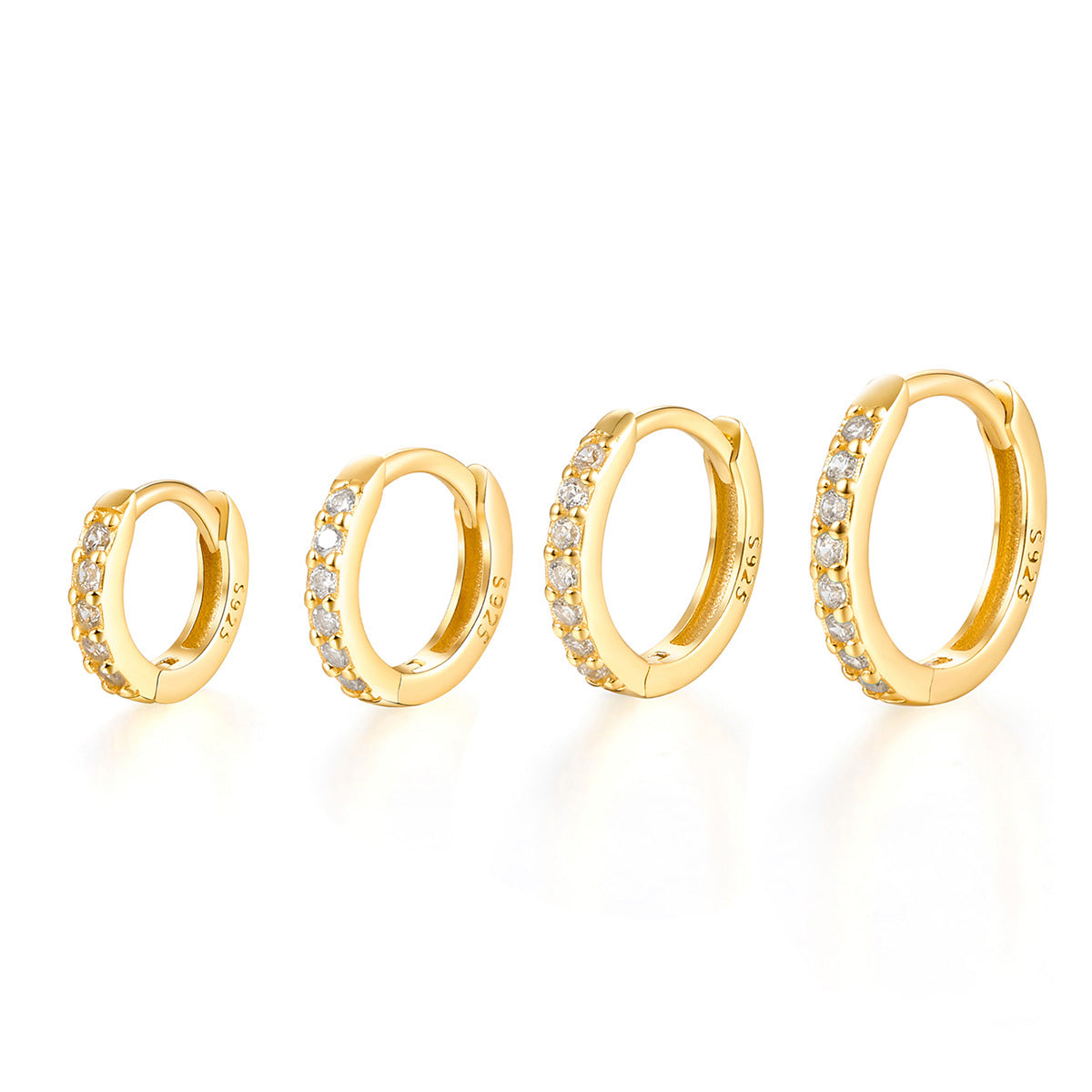 925 sterling silver earrings popular plain ring zircon light luxury high-end wholesale