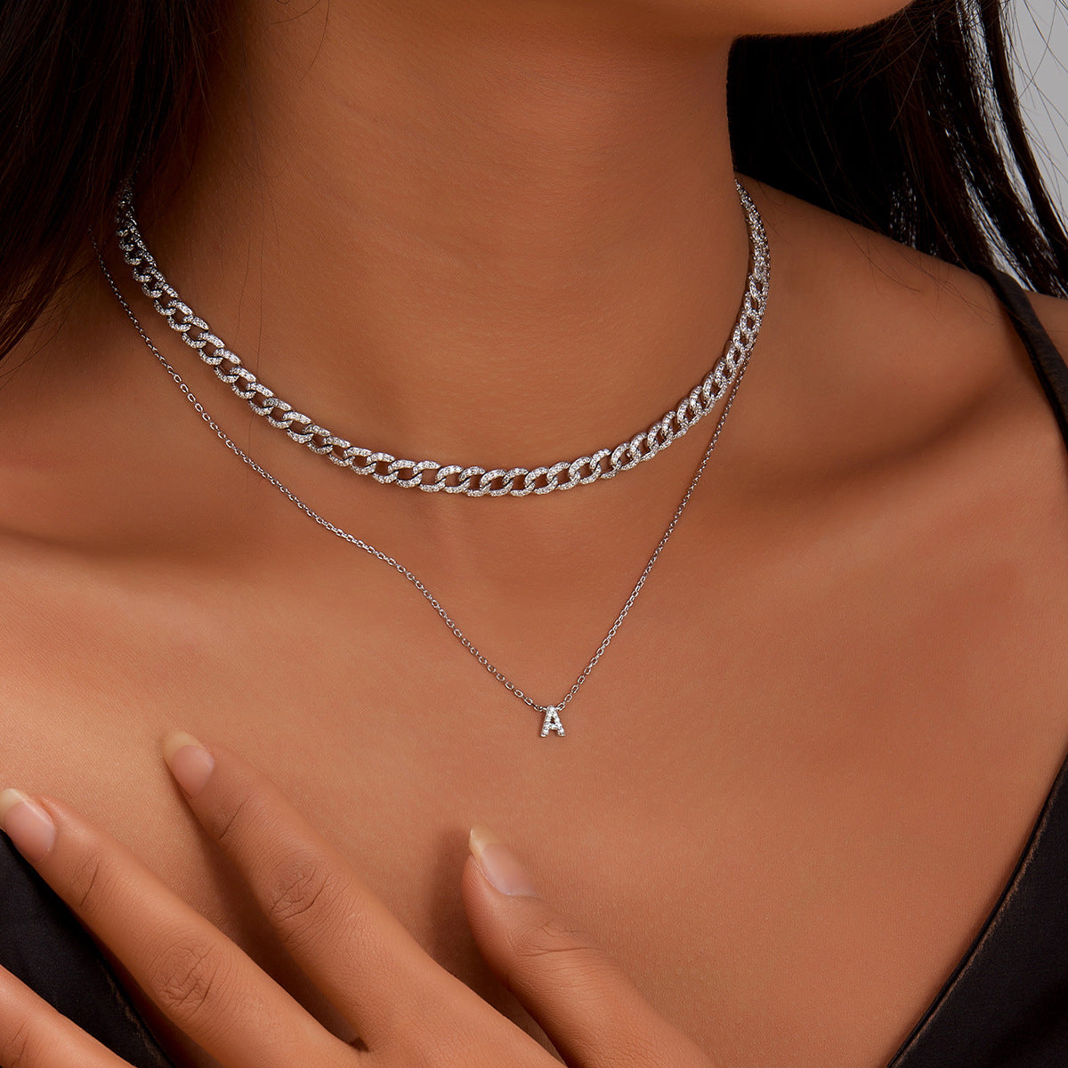 925 sterling silver 26 letter necklace light luxury high-end clavicle chain