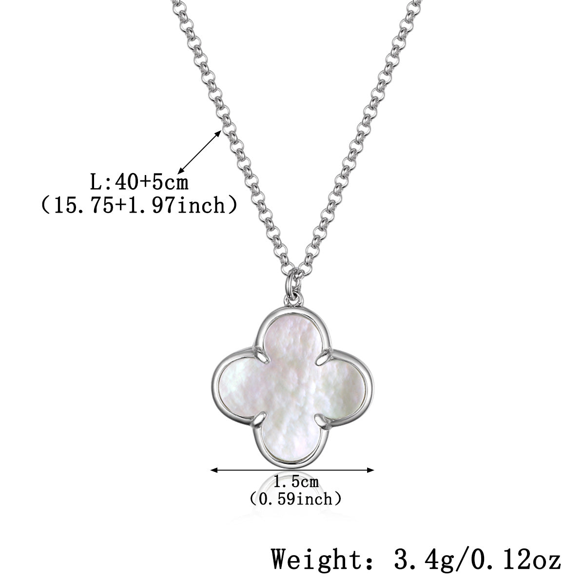 925 sterling silver four-leaf clover inlaid with white mother-of-pearl set