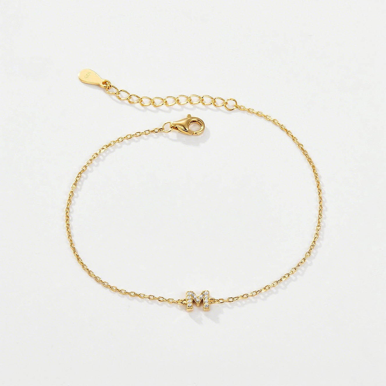 925 sterling silver bracelet 26 letter zircon bracelet