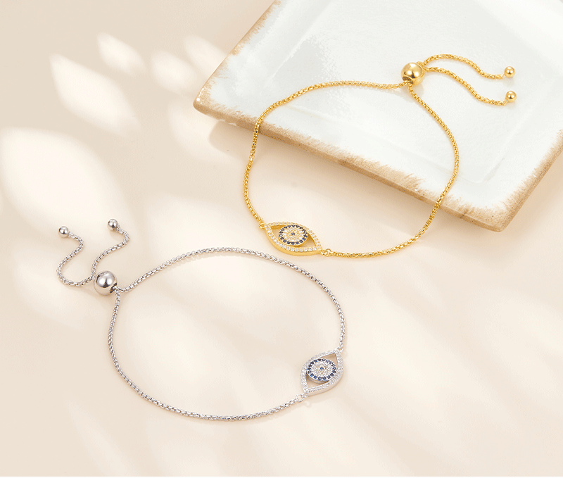 925 sterling silver bracelet evil eye inlaid zircon bracelet stretch beads