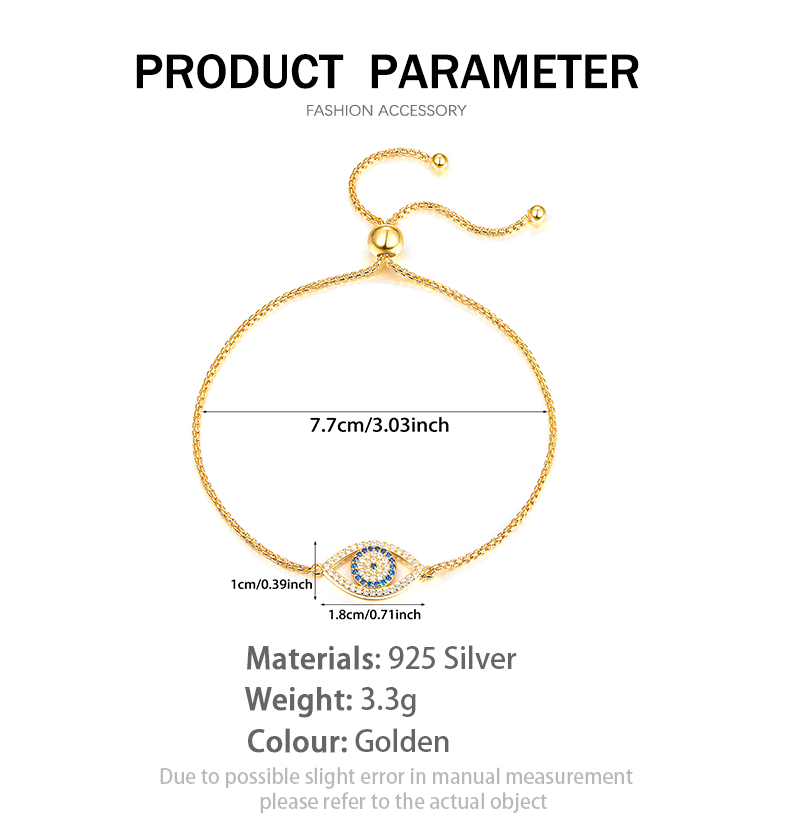 925 sterling silver bracelet evil eye inlaid zircon bracelet stretch beads