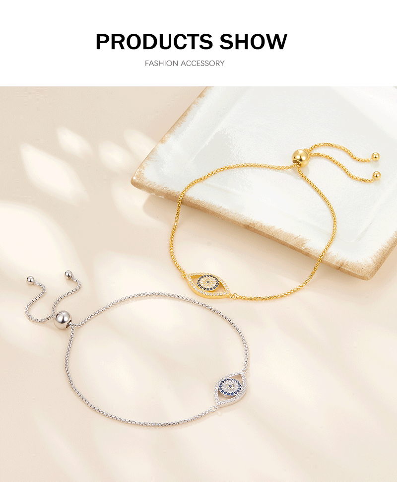 925 sterling silver bracelet evil eye inlaid zircon bracelet stretch beads