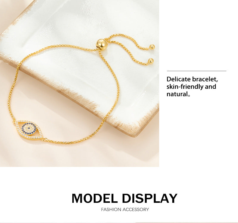 925 sterling silver bracelet evil eye inlaid zircon bracelet stretch beads