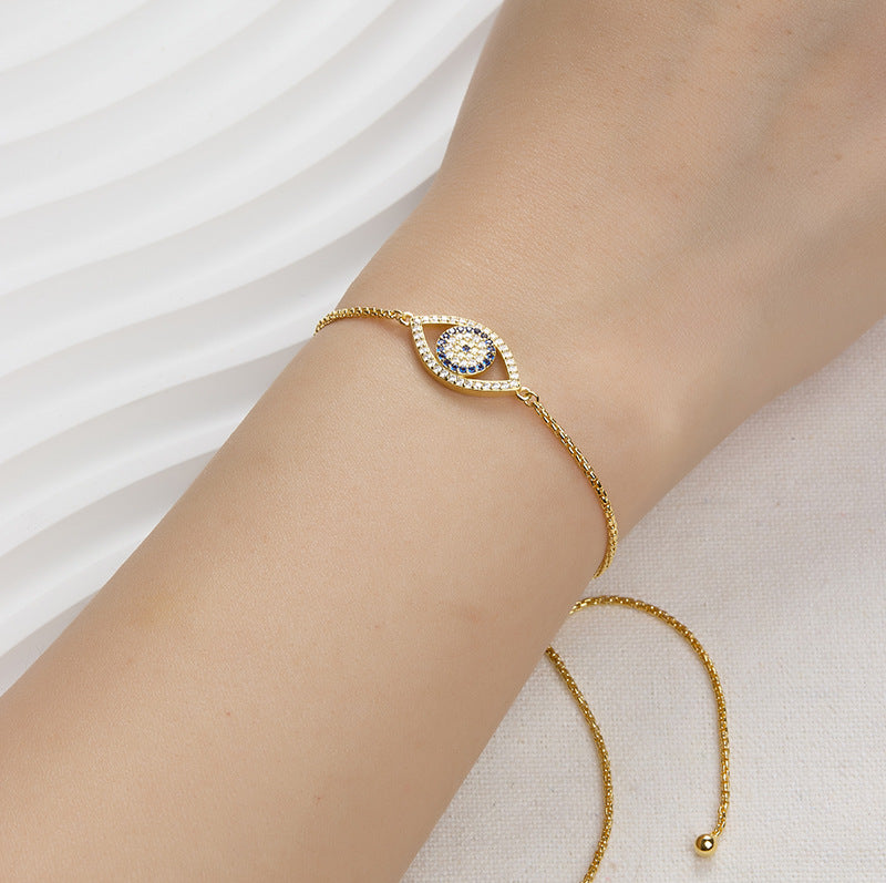 925 sterling silver bracelet evil eye inlaid zircon bracelet stretch beads