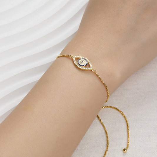 925 sterling silver bracelet evil eye inlaid zircon bracelet stretch beads