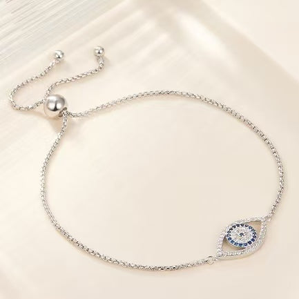925 sterling silver bracelet evil eye inlaid zircon bracelet stretch beads
