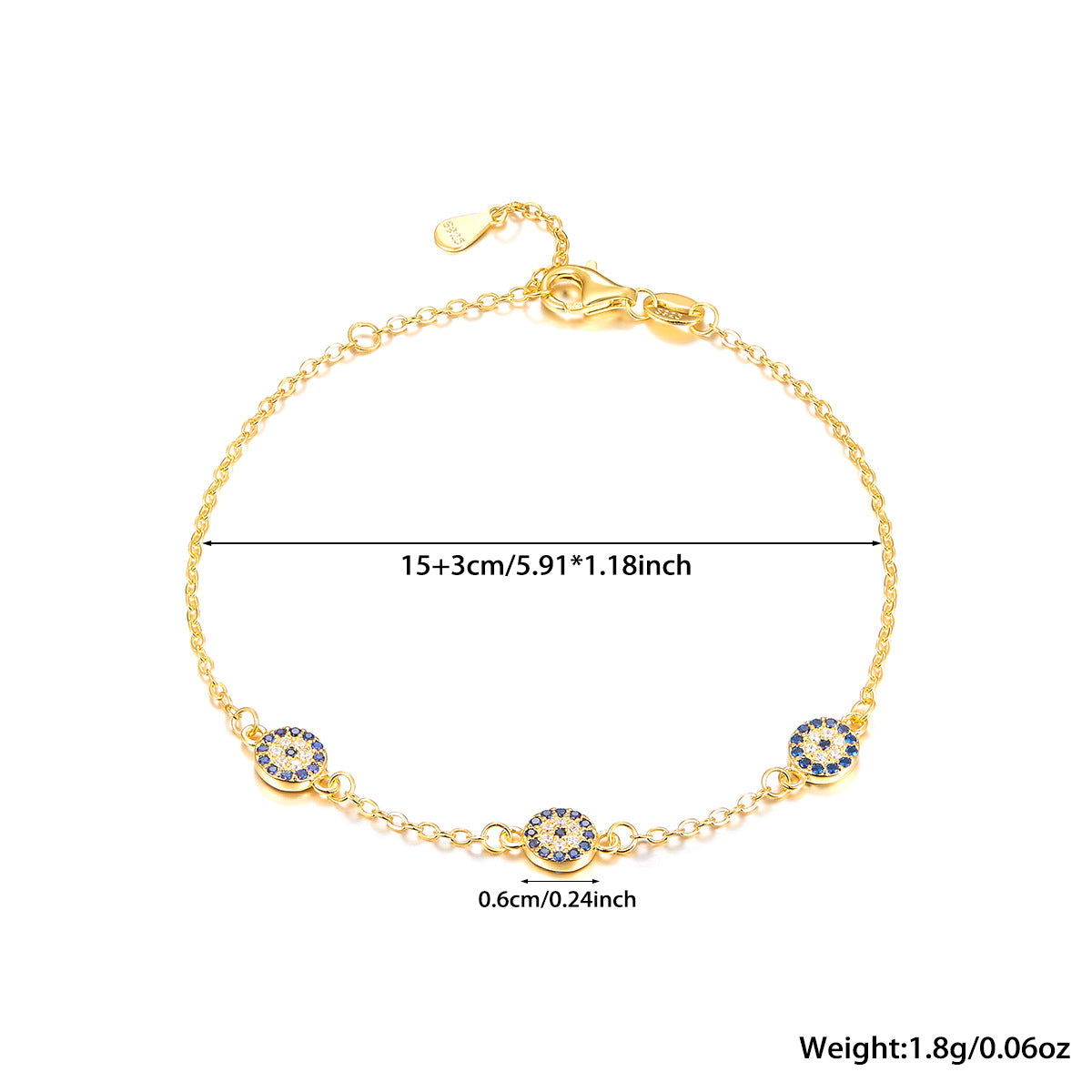 925 sterling silver bracelet evil eye inlaid with zircon
