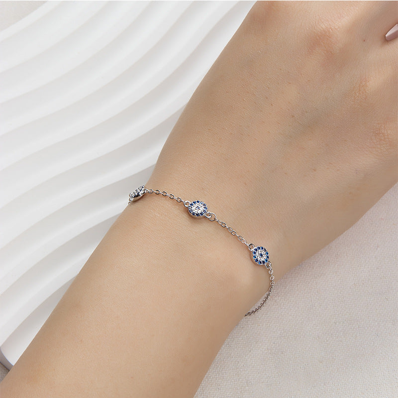 925 sterling silver bracelet evil eye inlaid with zircon
