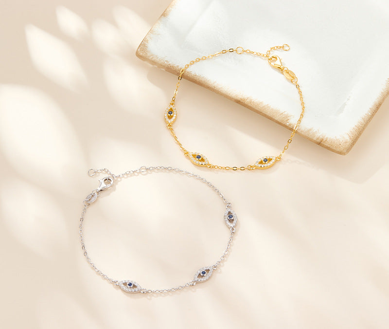 925 sterling silver bracelet evil eye inlaid with zircon