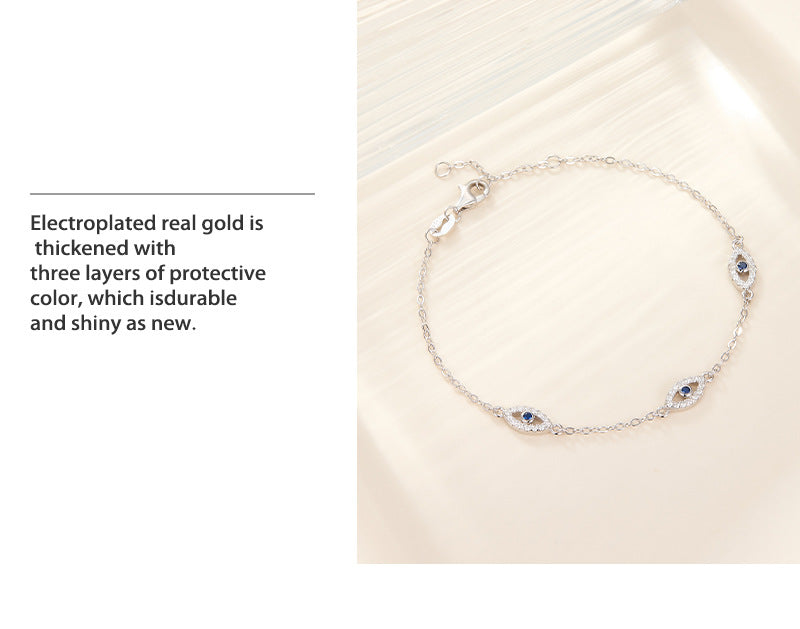 925 sterling silver bracelet evil eye inlaid with zircon