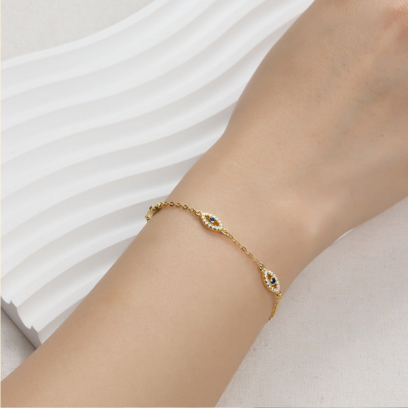 925 sterling silver bracelet evil eye inlaid with zircon