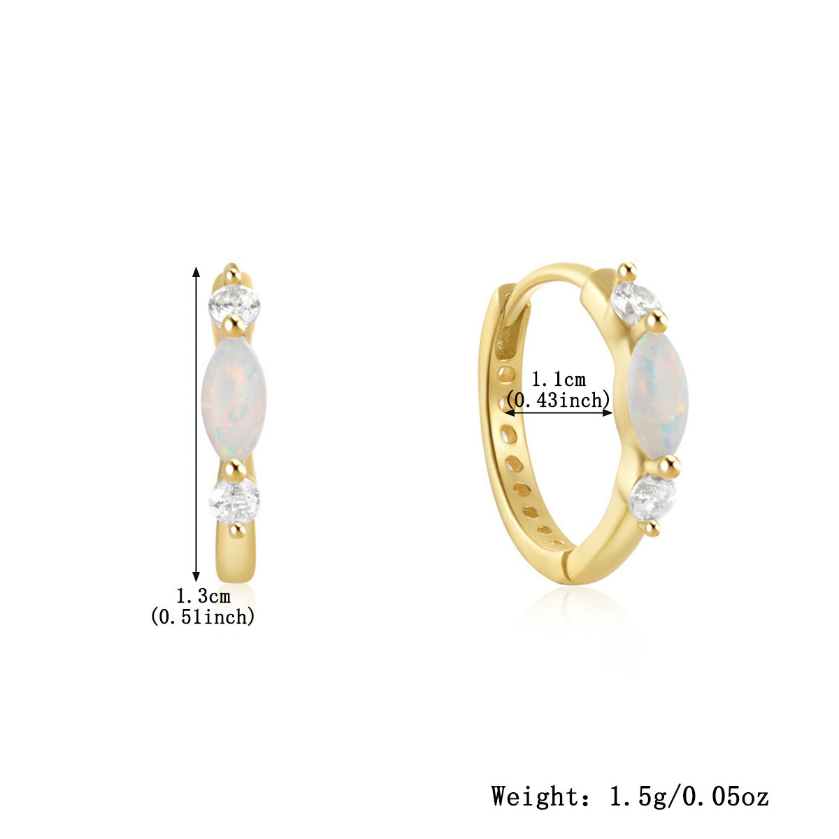 925 sterling silver earrings with natural opal micro-inlaid zircon light luxury