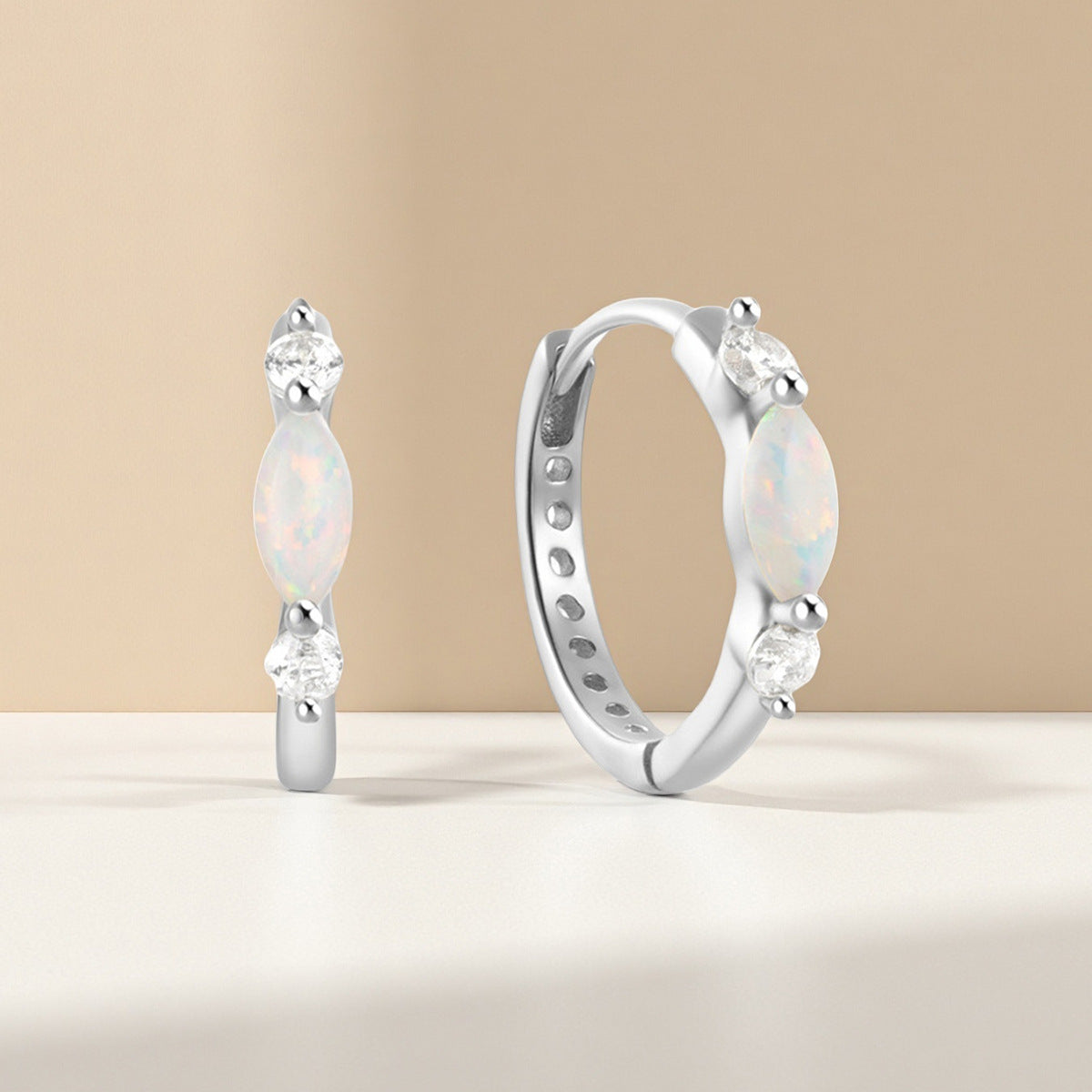 925 sterling silver earrings with natural opal micro-inlaid zircon light luxury